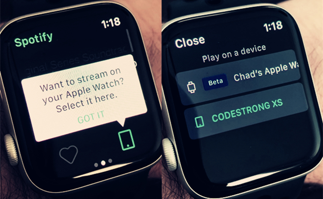 stream and listen to spotify on apple watch