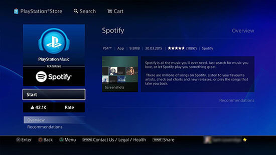 stream spotify on playstation