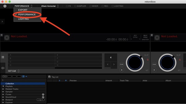 switch to rekordbox performance mode