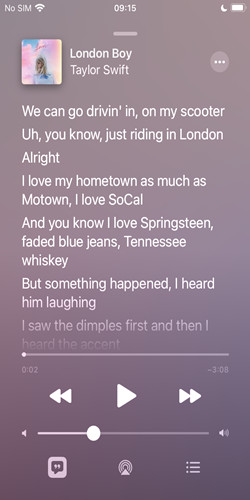 added lyrics on mobile