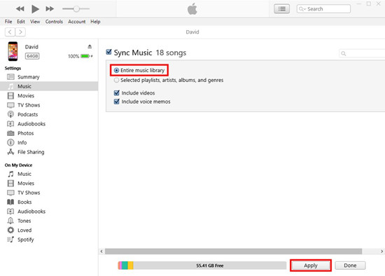 sync entire music library to iphone