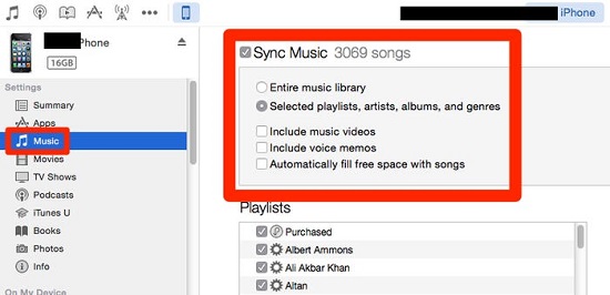 sync itunes music to iphone