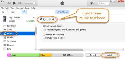 sync music to iphone via itunes