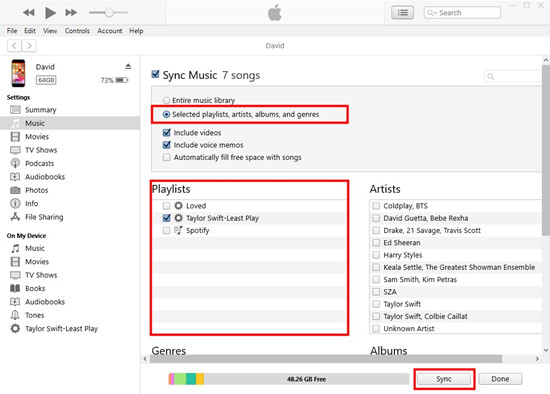 sync smart playlist iphone