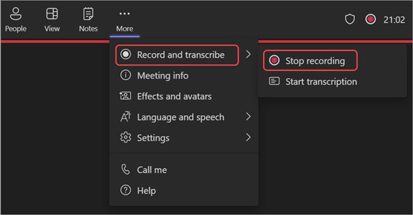 teams stop recording