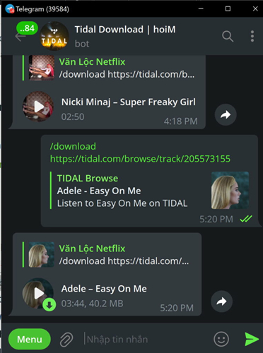 telegram tidal bot