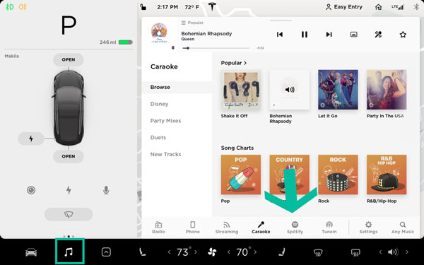 use spotify on tesla