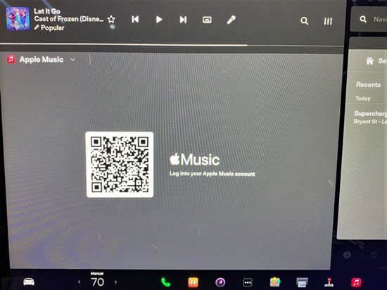 tesla touchscreen apple music log in
