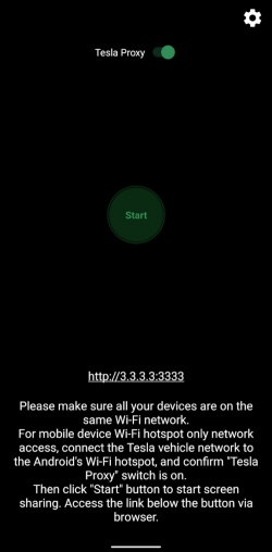 teslamirror start mirroring