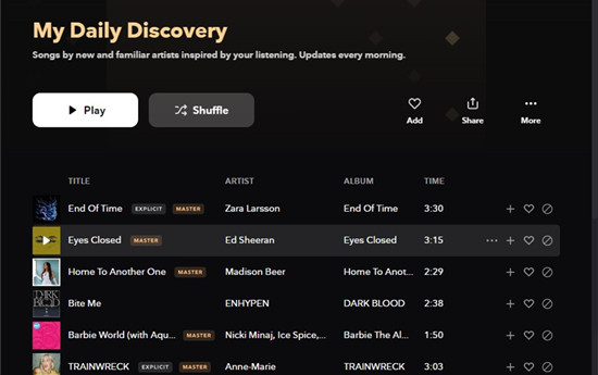 tidal desktop my daily discovery playlist