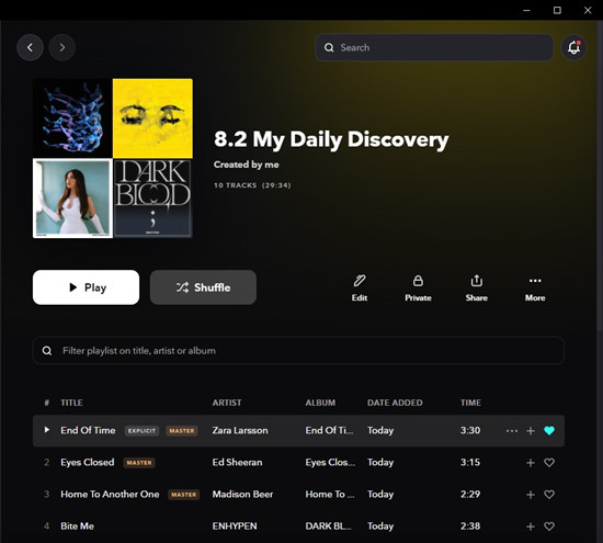 tidal desktop playlists my daily discovery