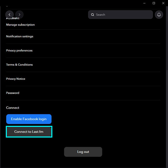 tidal desktop settings connect connect to last fm