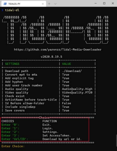 excute tidal dl command