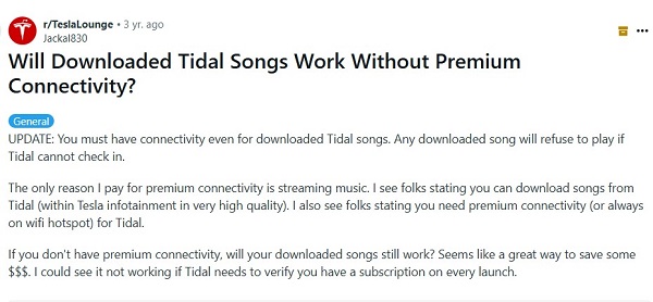 tidal downloads on tesla