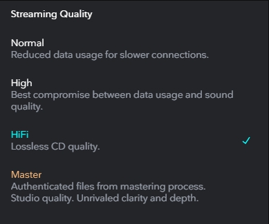 tidal hifi and master