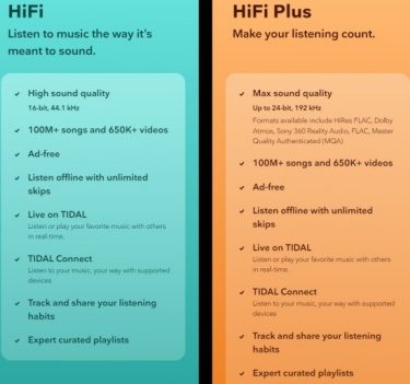 tidal hifi vs hifi plus chromebook