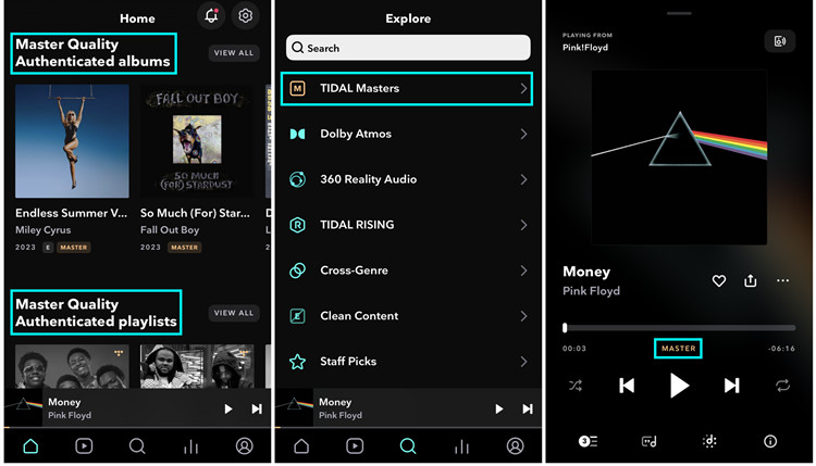 tidal mobile find master quality authenticated tracks