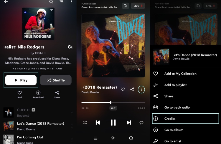 tidal mobile play more credits