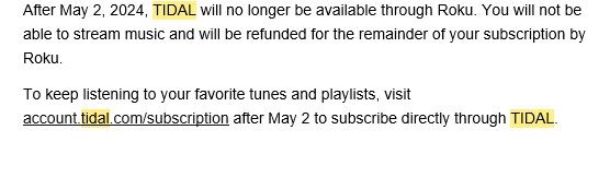 tidal roku removal