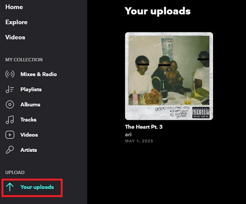 tidal upload feature