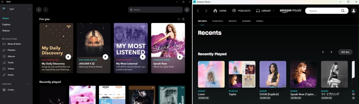 tidal vs amazon music on desktop