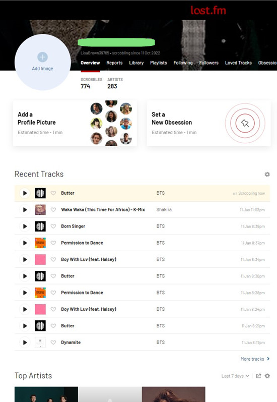 track spotify music last fm profile