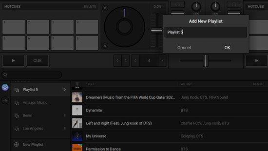 traktor dj 2 new playlist button