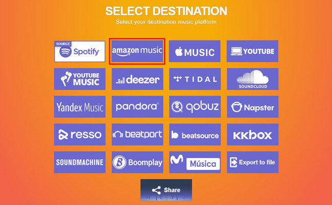 tunemymusic-select destination amazon music