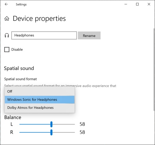 turn off spatial sound