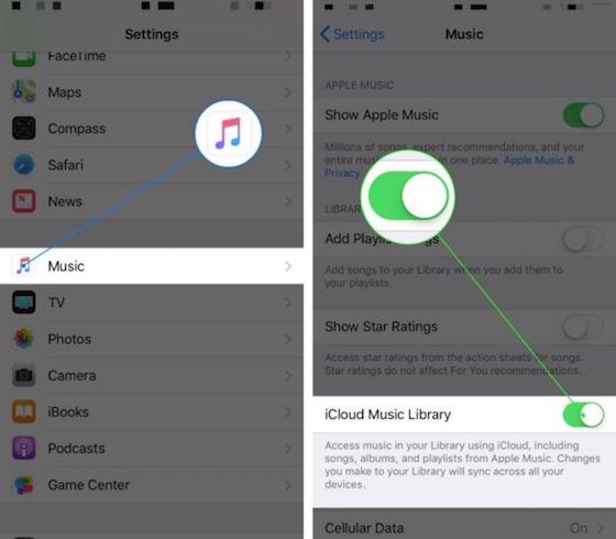 enable icloud music library