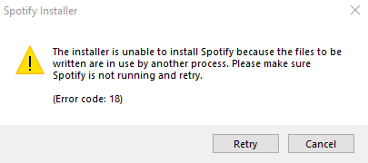 uanble to install spotify installer
