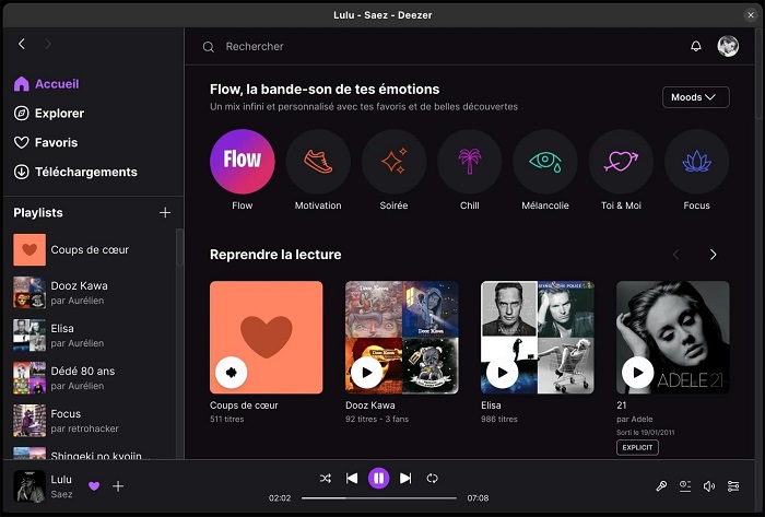 unofficial deezer linux app