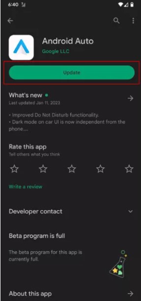 update the android auto app