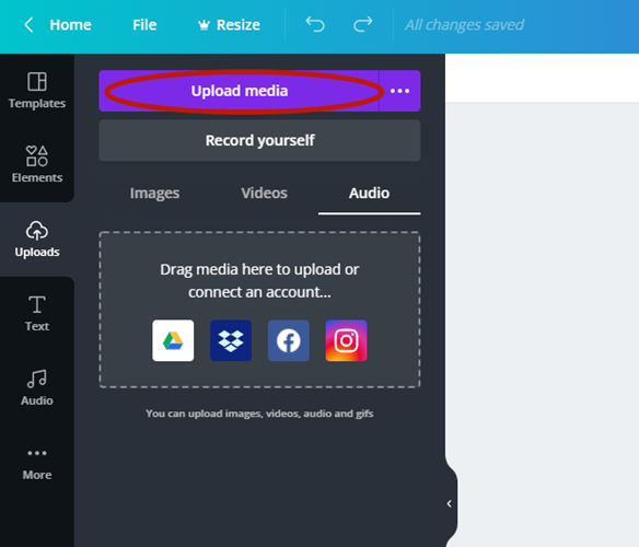 upload spotify music to canva video