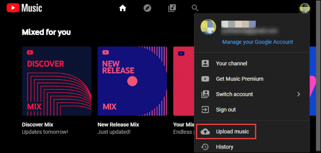 upload music to youtube music