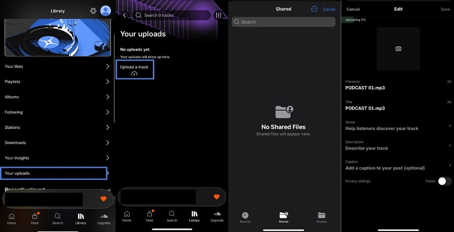 upload tracks to soundcloud mobile