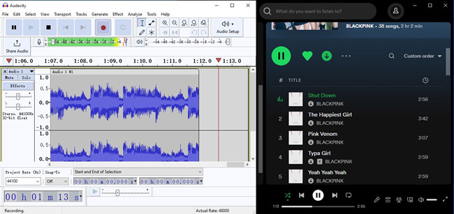 record Spotify with Audacity