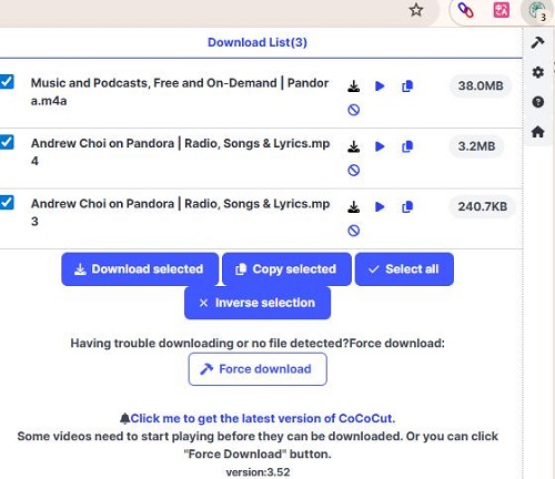 use cococut video downloader to download pandora music