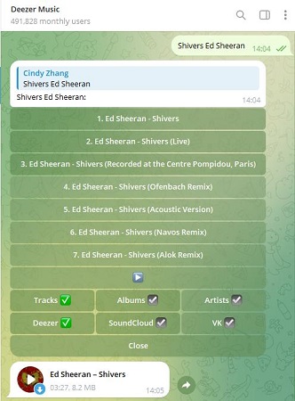 use deezermusicbot to download deezer music