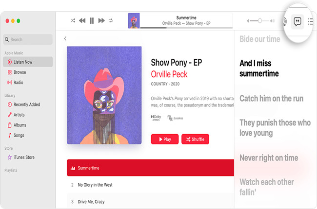 how to see Apple Music lyrics on Mac