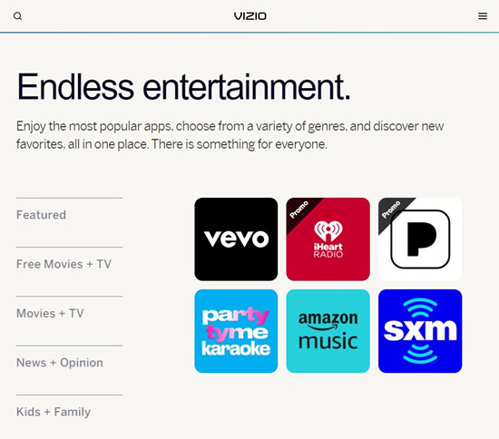 vizio smartcast music apps