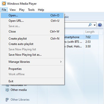 windows media player file open