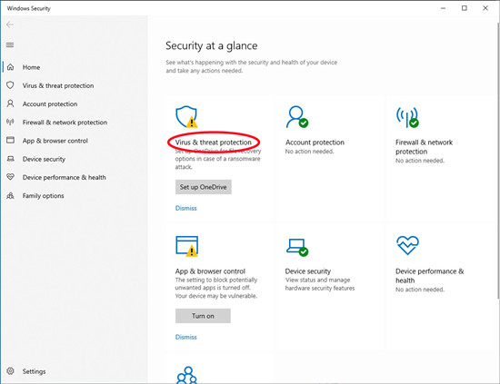 windows security virus threat protection