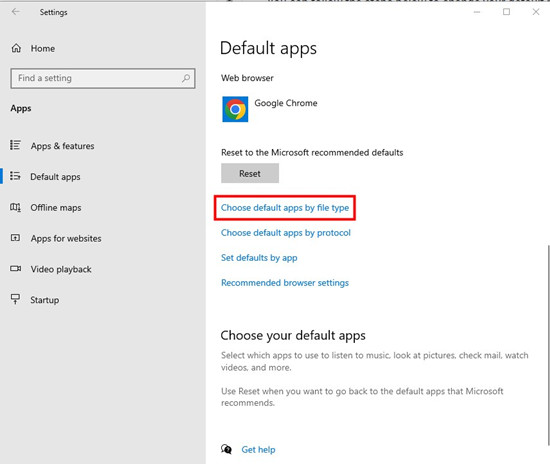 windows settings apps choose default apps by file type