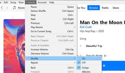turn on apple music shuffle