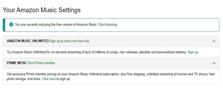 Your Amazon Music Settings