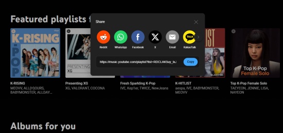 youtube music select share platform icon