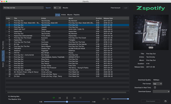 zotify main interface