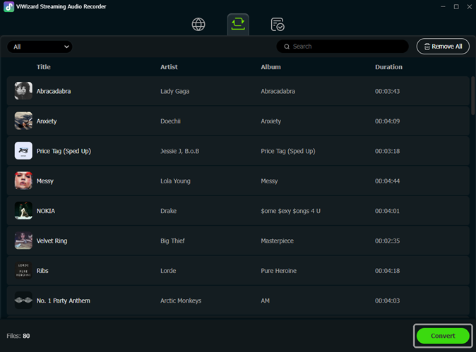click convert to convert deezer music songs