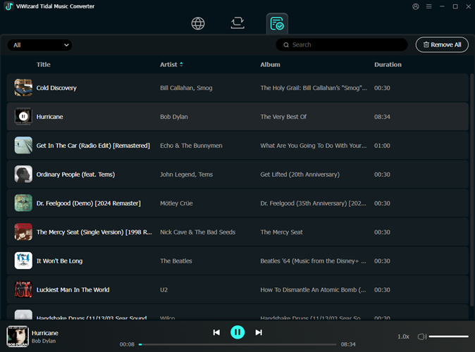 play converted tidal music